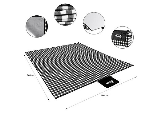 Килимок для пікніка NILS CAMP NC2311 200 x 200 см, чорно-білий