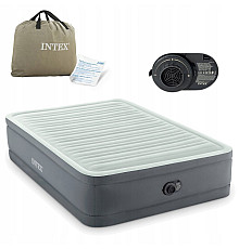 Матрац надувний INTEX 64904ND з насосом 191 х 137 х 46 см, сірий