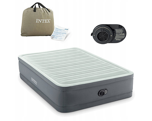 Матрац надувний INTEX 64904ND з насосом 191 х 137 х 46 см, сірий