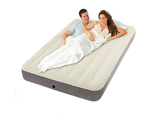 Матрац надувний Intex 64102 191x137x25 см, сіро-бежевий