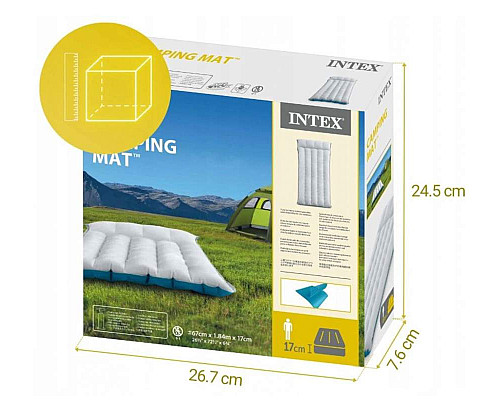 Матрац надувний Intex 67997 184x67x17 см, сіро-блакитний