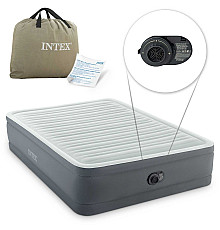 Матрац надувний INTEX 64906ND з насосом 203 х 152 х 46 см, сірий