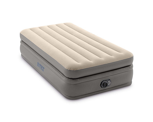 Матрац надувний Intex 64162ND з електронасосом 191x99 см сіро-бежевий