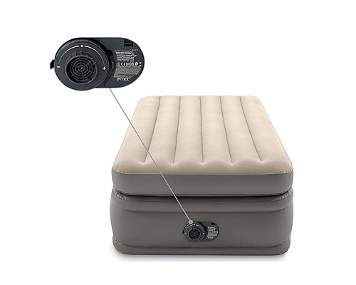 Матрац надувний Intex 64162ND з електронасосом 191x99 см сіро-бежевий