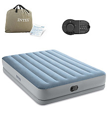 Матрац надувний Intex 64159 з електронасосом 206x152x36 см, сірий 