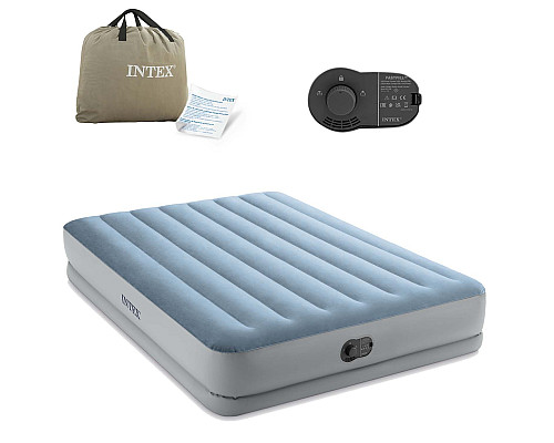 Матрац надувний Intex 64159 з електронасосом 206x152x36 см, сірий Матрац надувний Intex 64159 з електронасосом 206x152x36 см, сірий