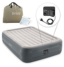 Матрац надувний Intex 64126 з вбудованим електронасосом 203x152x46 см, сірий