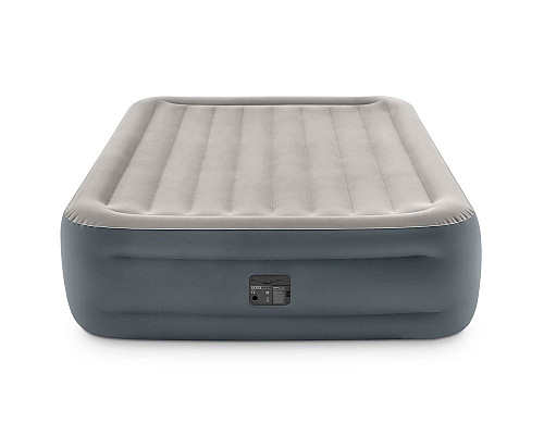 Матрац надувний Intex 64126 з вбудованим електронасосом 203x152x46 см, сірий