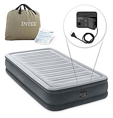 Матрац надувний Intex 67766 з вбудованим електронасосом 191x99x33 см, сірий