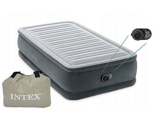 Матрац надувний Intex 64412 191x99x46 см, сірий