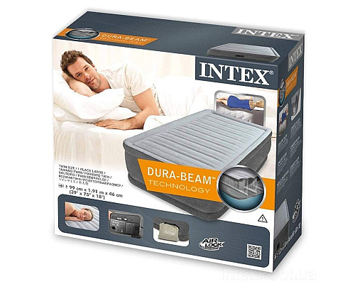 Матрац надувний Intex 64412 191x99x46 см, сірий