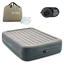 Матрац надувний Intex 64126ND з вбудованим електронасосом 203x152 см, сірий