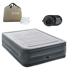 Матрац надувний Intex 64418ND з вбудованим електронасосом 203x152x56 см, сірий