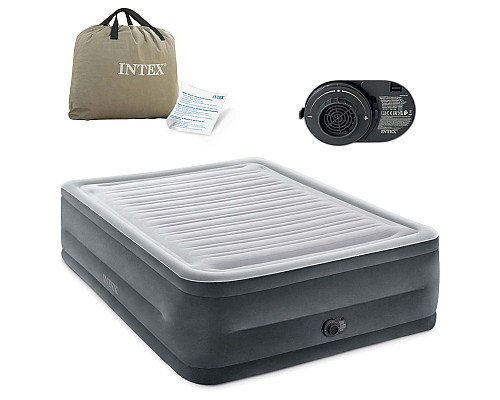 Матрац надувний Intex 64418ND з вбудованим електронасосом 203x152x56 см, сірий