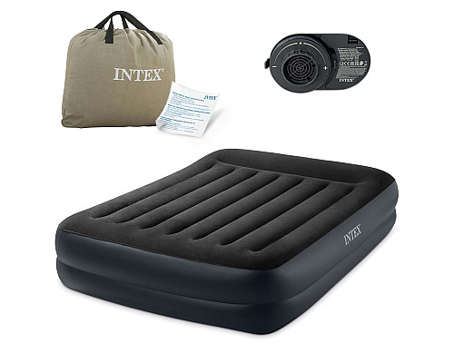 Матрац надувний Intex 64124 з вбудованим електронасосом 203x152x42 см, чорний