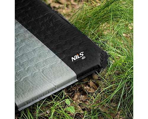 Килимок самонадувний NILS CAMP NC4340, 195 х 60 х 5 см - чорно-сірий