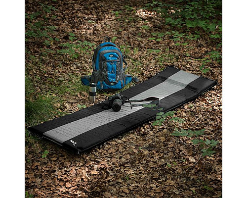 Килимок самонадувний NILS CAMP NC4340, 195 х 60 х 5 см - чорно-сірий