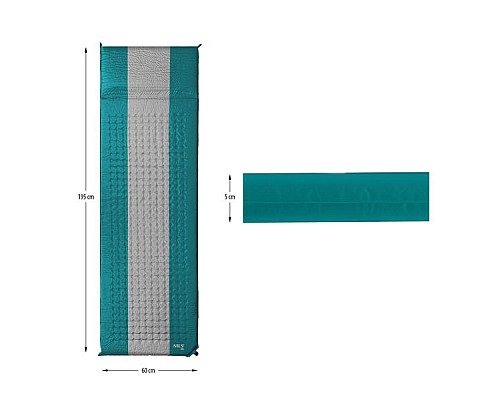 Килимок самонадувний NILS CAMP NC4340, 195 х 160 х 5 см - сіро-бірюзовий