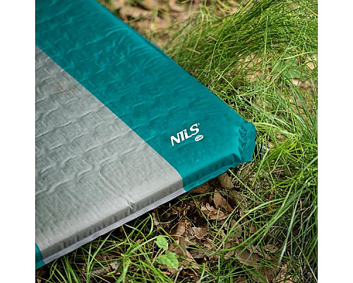 Килимок самонадувний NILS CAMP NC4340, 195 х 160 х 5 см - сіро-бірюзовий