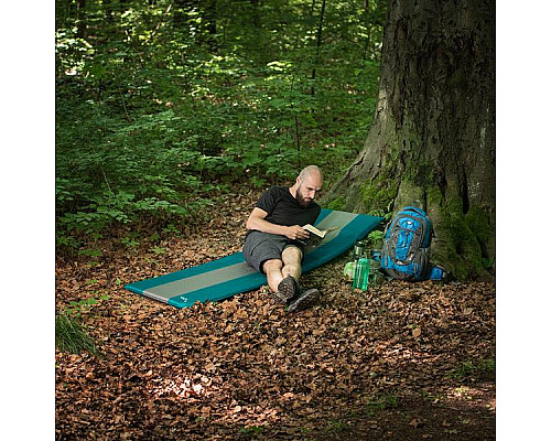 Килимок самонадувний NILS CAMP NC4340, 195 х 160 х 5 см - сіро-бірюзовий