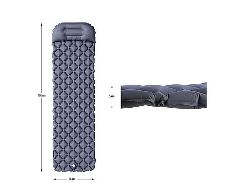 Килимок з насосом NILS CAMP NC4006, 190 х 58 х 5 см - сірий