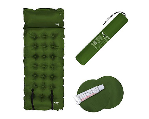 Килимок самонадувний NILS CAMP NC4018, 188 х 66 х 3,5 см - темно-зелений