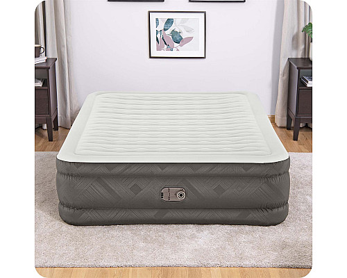 Матрац надувний Bestway 69050 з насосом 203 x 152 x 46 см, бежевий