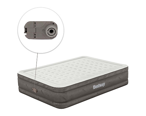 Матрац надувний Bestway 69050 з насосом 203 x 152 x 46 см, бежевий