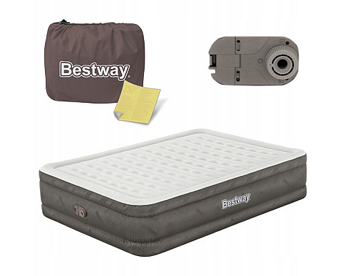 Матрац надувний Bestway 69050 з насосом 203 x 152 x 46 см, бежевий