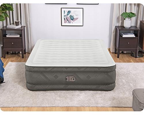Матрац надувний Bestway 69050 з насосом 203 x 152 x 46 см, бежевий