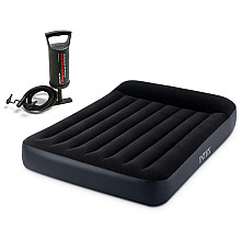 Матрац надувний Intex 64142 з насосом 191x137 см, чорний