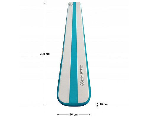 Мат гімнастичний надувний MASTER AirBeam, 300 x 40 x 10 см, сіро-блакитний