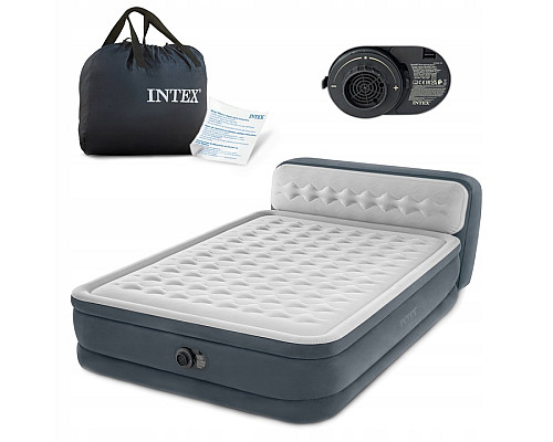 Матрац надувний INTEX 64448 з насосом 236 x 152 x 46 см, сірий
