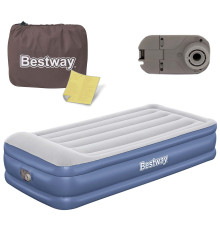Матрац надувний Bestway 67628 з насосом 191x97 см, блакитно-сірий
