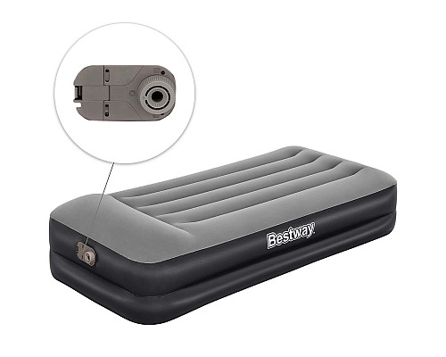 Матрац надувний Bestway 67401 з вбудованим електронасосом 191x97 см, чорно-сірий