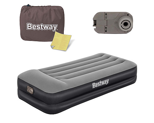 Матрац надувний Bestway 67401 з вбудованим електронасосом 191x97 см, чорно-сірий