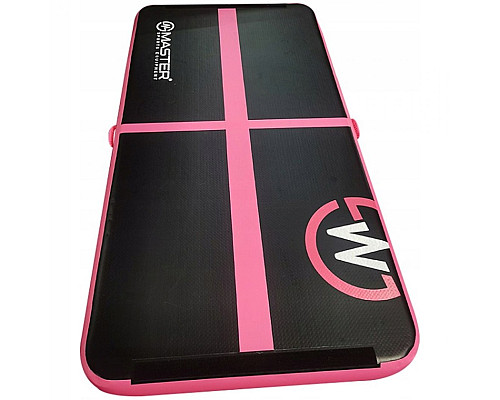 Мат гімнастичний надувний MASTER, 200 x 100 x 10 см, чорно-рожевий