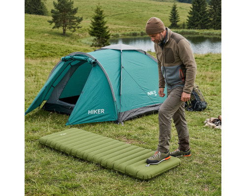 Матрац туристичний з вбудованим насосом NILS CAMP NC4402 190 х 63 х 10 см, зелений