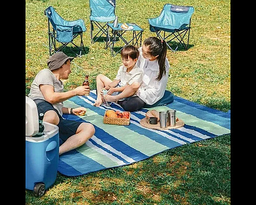 Килимок для пікніка Mobi Garden Ultrasound Picnic EX19663003 200 х 180 см, жовто-оранжевий Килимок для пікніка Mobi Garden Ultrasound Picnic EX19663003 200 х 180 см, жовто-оранжевий
