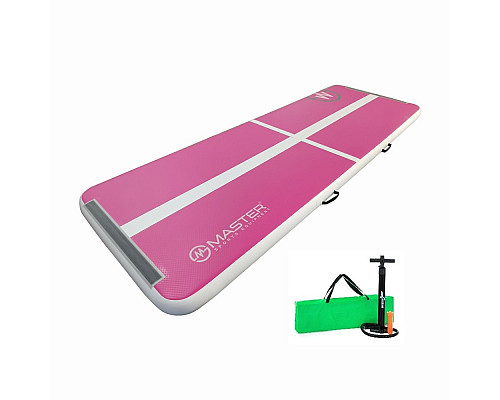 Мат гімнастичний надувний MASTER, 300 x 100 x 10 см, рожево-білий