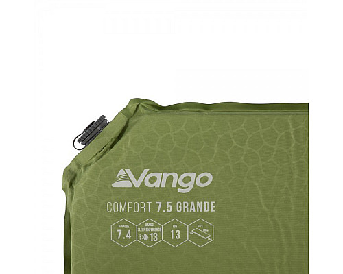 Килимок самонадувний Vango Comfort 7.5 Grande Herbal SMQCOMFORH09M1K, 200 x 76 x 7,5 см - зелений