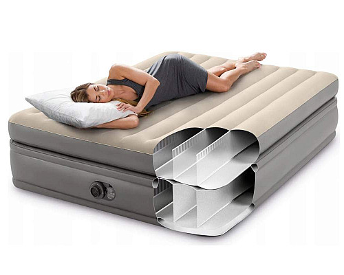 Матрац надувний INTEX 64164 з вбудованим електронасосом 203x152x51 см, бежевий