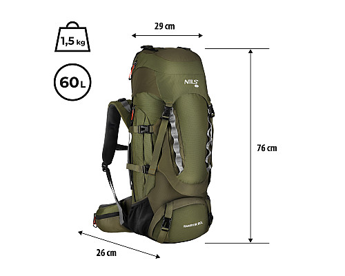 Рюкзак туристичний NILS CAMP NC1994 RAMSVIK 60 л, хакі