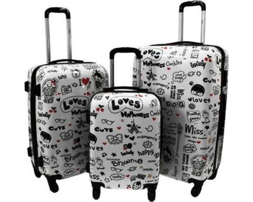 Набір з 3 валіз KEMER RGL PRINT LOVES білий Набір з 3 валіз KEMER RGL PRINT LOVES білий