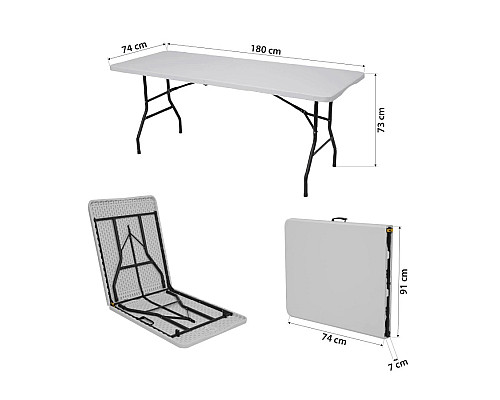Стіл туристичний NILS CAMP NC1618 180 х 74 х 73 см, білий