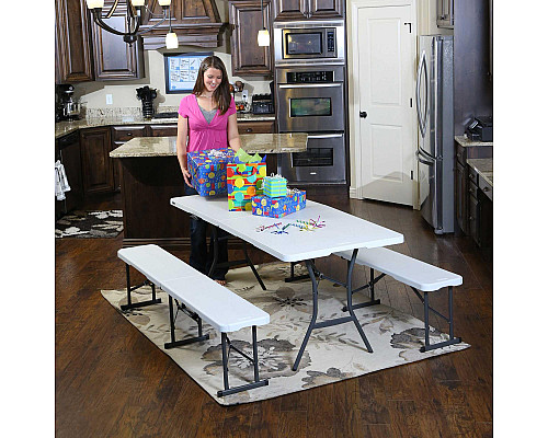 Стіл розкладний Lifetime 80471, білий граніт, 182,8 x 76,2 x 73,6 см - білий