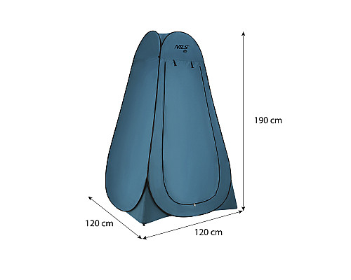 Намет санітарний NILS CAMP NC1706, 120 х 120 х 190 см, синьо-зелений