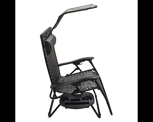 Шезлонг із захисним козирком Bonro SP-167A, 173 х 52 х 108 см - сірий