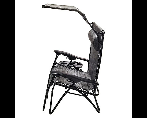 Шезлонг із захисним козирком Bonro SP-167A, 173 х 52 х 108 см - сірий