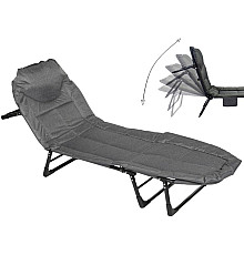 Шезлонг розкладний Bonro B2002-4, 127 х 61 х 80 см - темно-сірий